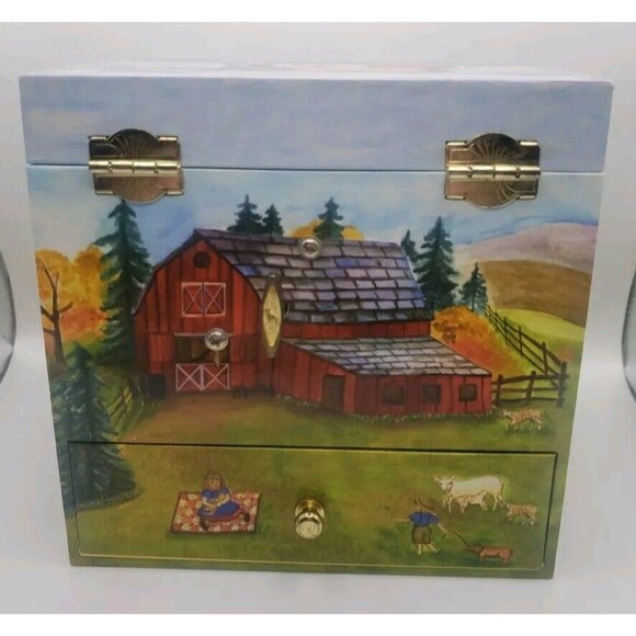 Enchantmints Music Jewelry Box. Horse Ranch Trinket Box With Mirror. Working - Picture 5 of 11